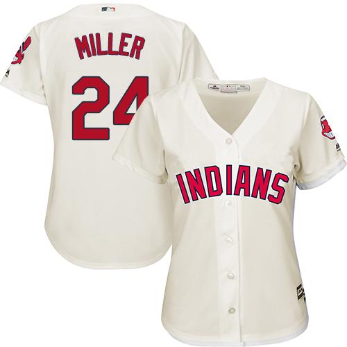 Indians #24 Andrew Miller Cream Women's Alternate Stitched MLB Jersey - Click Image to Close